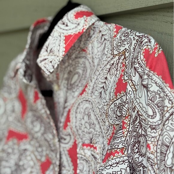 Boden Red Paisley Print Button Down Shirt Size 2R - Picture 8 of 8